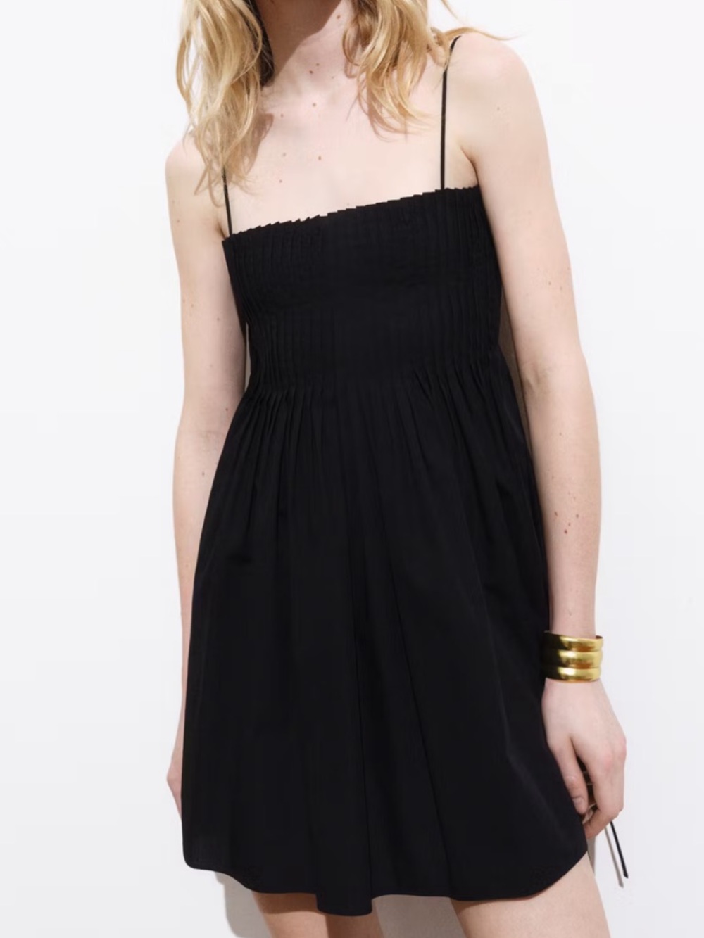 NWT Mango Black Cotton Dress with Pleats